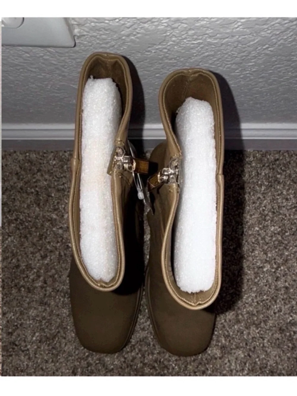 H&M Olive Platform Block-Heel Ankle Boots
